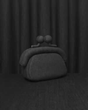 Big Kissing-Lock Bag Black Denim